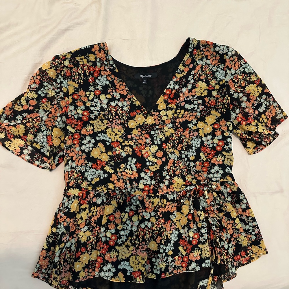 Madewell Floral Peplum Blouse